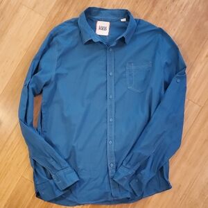 Casual Blue Button-Down Shirt for Men
